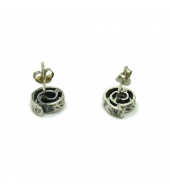 E000544 Sterling Silver Earrings Solid Spiral  925